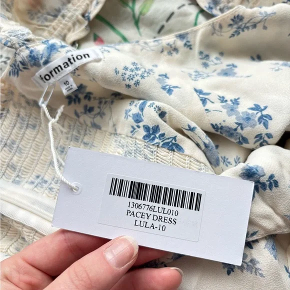 NWT Reformation The Pacey Floral Sweetheart Mini Dress in Lula White Blue Print - Picture 7 of 8